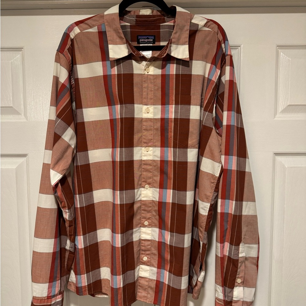Patagonia Brown Plaid Organic Cotton Long Sleeve Shirt - Men’s XL